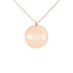 Engraved Silver Disc Necklace "Fish"