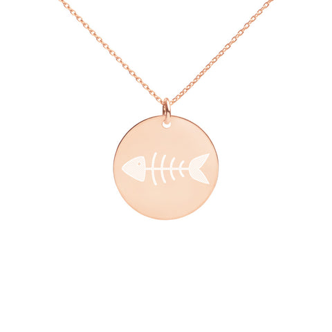 Engraved Silver Disc Necklace "Fish"