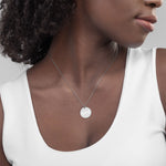 Engraved Silver Disc Necklace "Fish"